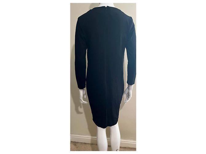 Escada Schwarzes Viskose-Jersey-Kleid mit Nadel am Hals - Ansicht 5