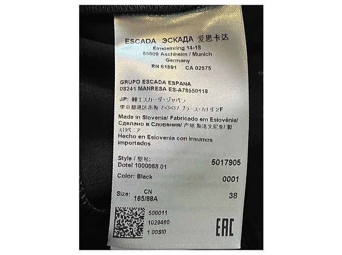 Escada Schwarzes Viskose-Jersey-Kleid mit Nadel am Hals - Ansicht 7
