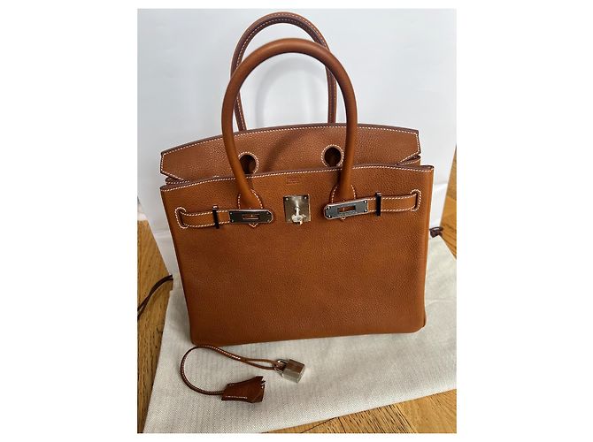 Hermès Birkin 30 pelle Barenia Faubourg hardware in palladio 2024 Marrone Marrone chiaro Cammello - vista 10