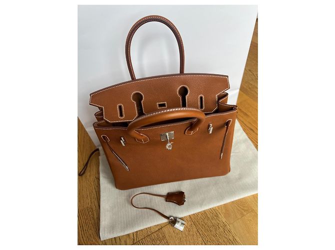 Hermès Birkin 30 pelle Barenia Faubourg hardware in palladio 2024 Marrone Marrone chiaro Cammello - vista 11