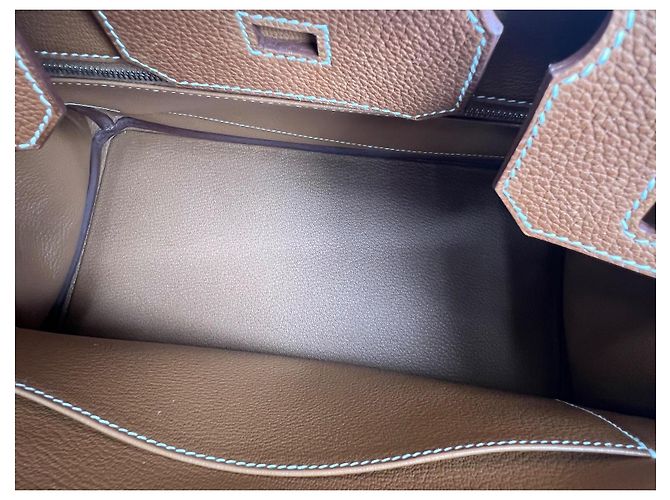Hermès Birkin 30 pelle Barenia Faubourg hardware in palladio 2024 Marrone Marrone chiaro Cammello - vista 12