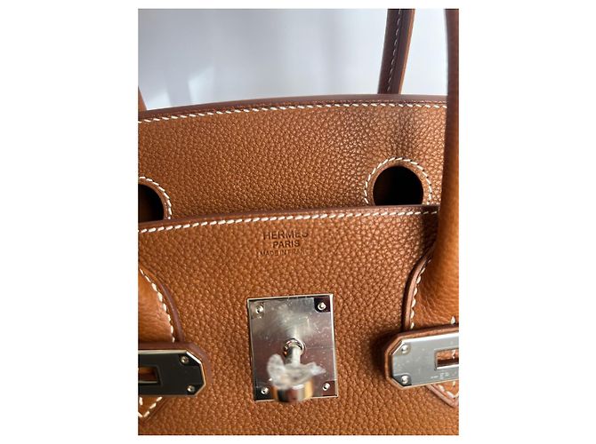 Hermès Birkin 30 pelle Barenia Faubourg hardware in palladio 2024 Marrone Marrone chiaro Cammello - vista 13