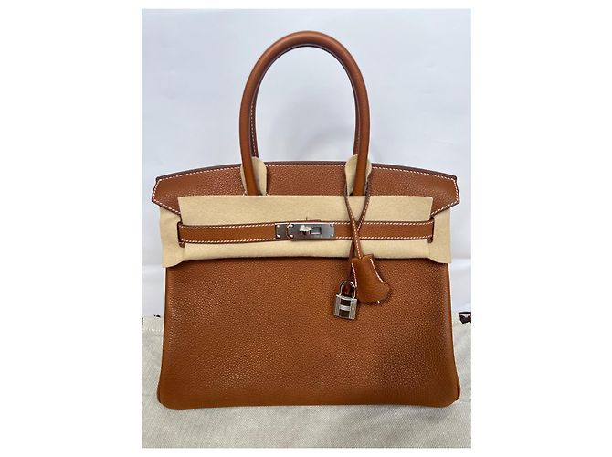Hermès Birkin 30 pelle Barenia Faubourg hardware in palladio 2024 Marrone Marrone chiaro Cammello - vista 2