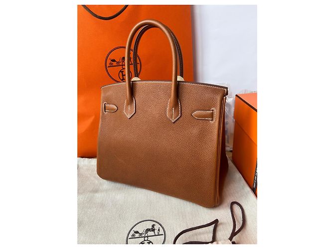 Hermès Birkin 30 pelle Barenia Faubourg hardware in palladio 2024 Marrone Marrone chiaro Cammello - vista 4