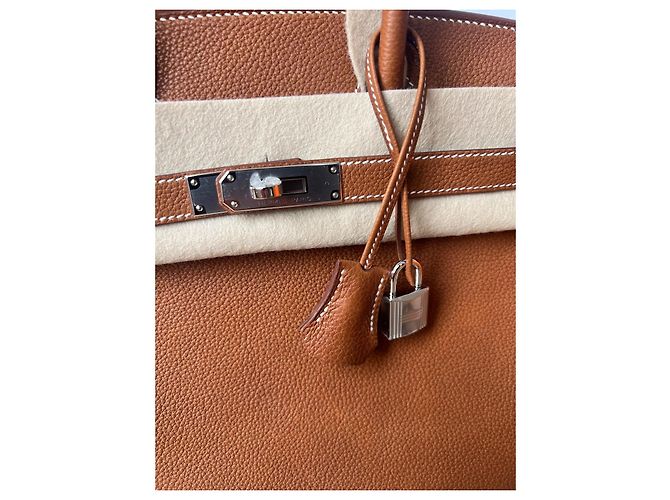 Hermès Birkin 30 pelle Barenia Faubourg hardware in palladio 2024 Marrone Marrone chiaro Cammello - vista 5