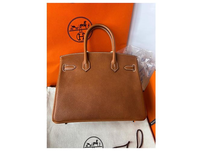 Hermès Birkin 30 pelle Barenia Faubourg hardware in palladio 2024 Marrone Marrone chiaro Cammello - vista 6