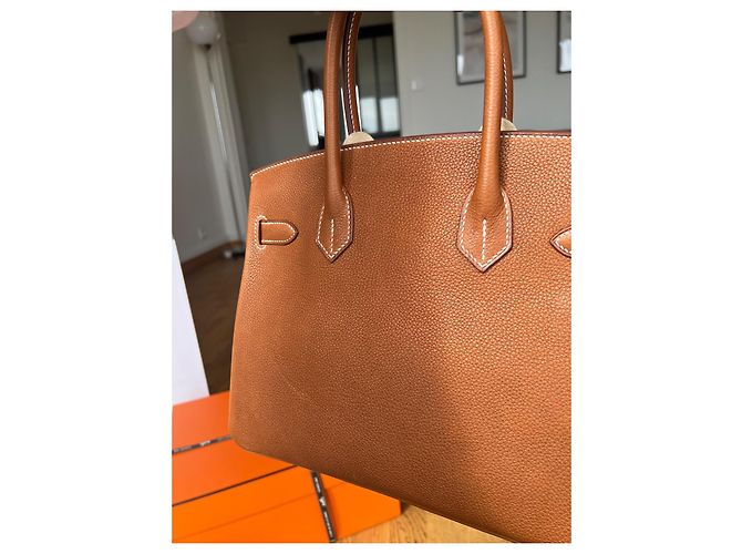 Hermès Birkin 30 pelle Barenia Faubourg hardware in palladio 2024 Marrone Marrone chiaro Cammello - vista 7