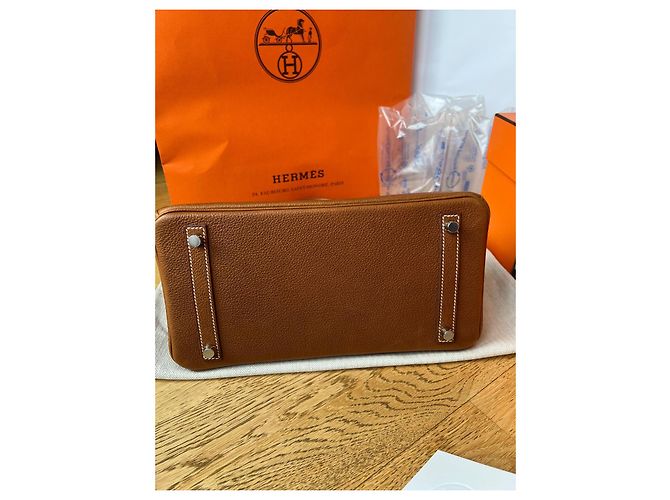Hermès Birkin 30 pelle Barenia Faubourg hardware in palladio 2024 Marrone Marrone chiaro Cammello - vista 8