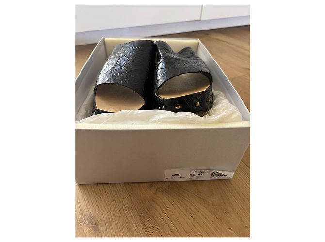 Sabot Robert Clergerie Mia Pelle Nera Legno Nero Beige - vista 9
