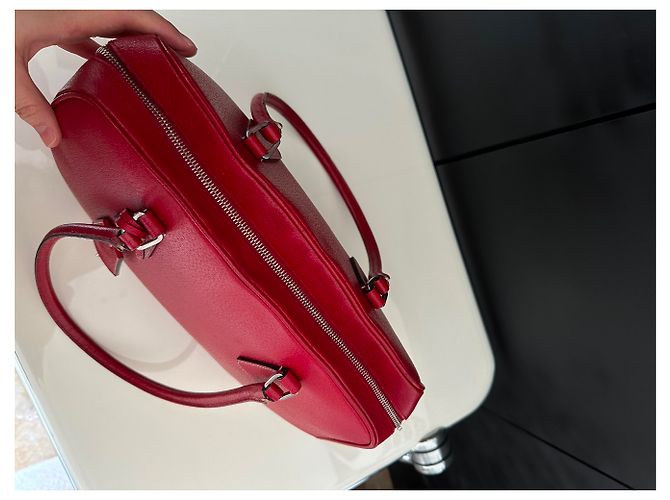 Tote Borsa a mano Prada Plume in pelle rosso scuro Bordò - vista 10