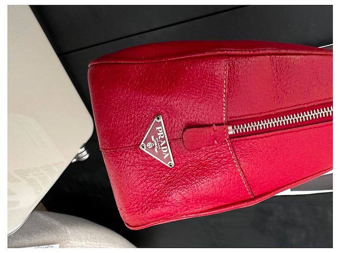 Tote Borsa a mano Prada Plume in pelle rosso scuro Bordò - vista 4