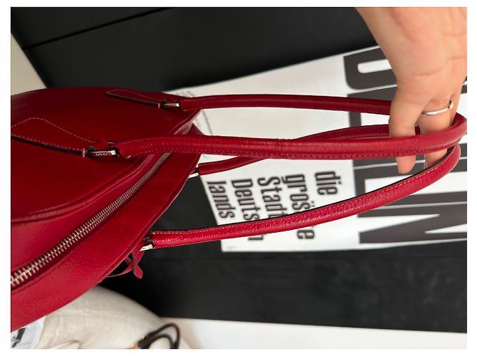 Tote Borsa a mano Prada Plume in pelle rosso scuro Bordò - vista 5