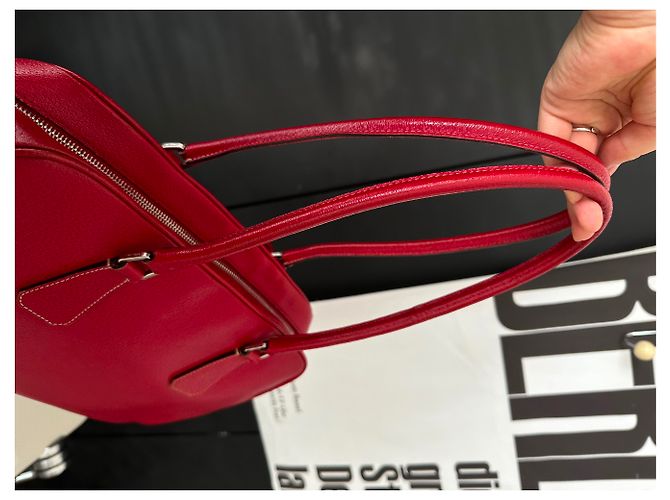 Tote Borsa a mano Prada Plume in pelle rosso scuro Bordò - vista 6