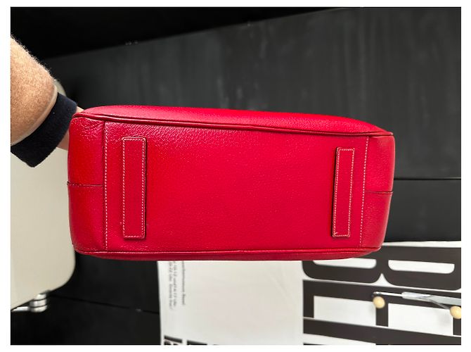 Tote Borsa a mano Prada Plume in pelle rosso scuro Bordò - vista 7