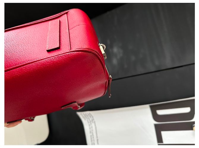 Tote Borsa a mano Prada Plume in pelle rosso scuro Bordò - vista 8