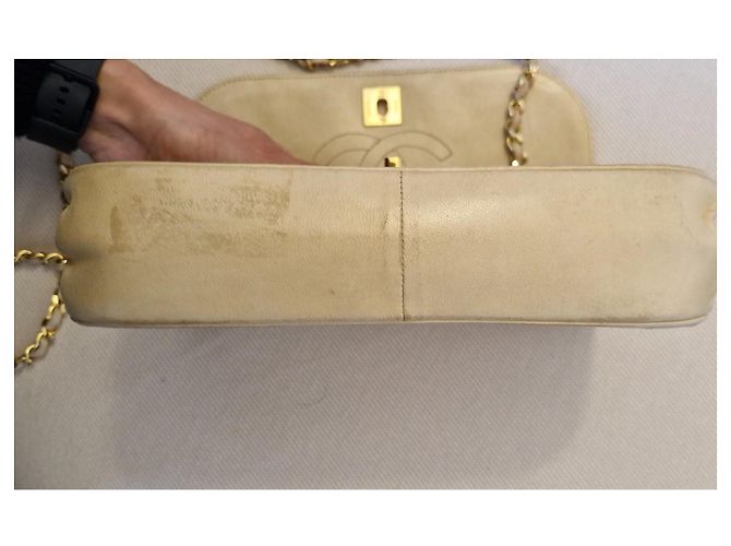 Timeless Borsa Chanel Double Flap in pelle d'agnello beige - vista 10