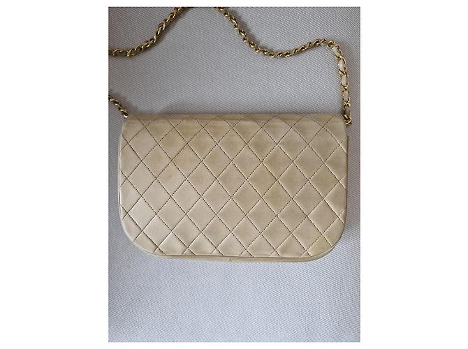 Timeless Borsa Chanel Double Flap in pelle d'agnello beige - vista 4
