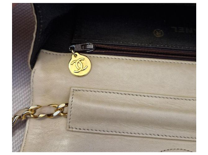 Timeless Borsa Chanel Double Flap in pelle d'agnello beige - vista 5