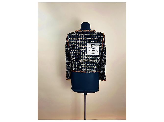 Chanel 14K$ Black Ribbon Tweed Jacket with Jewel Accents - view 6