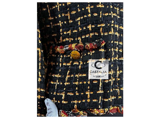 Chanel 14K$ Black Ribbon Tweed Jacket with Jewel Accents - view 7