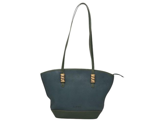 LOEWE Velazquez Borsa a Spalla Pelle Blu Oro Auth MY227 D'oro - vista 13
