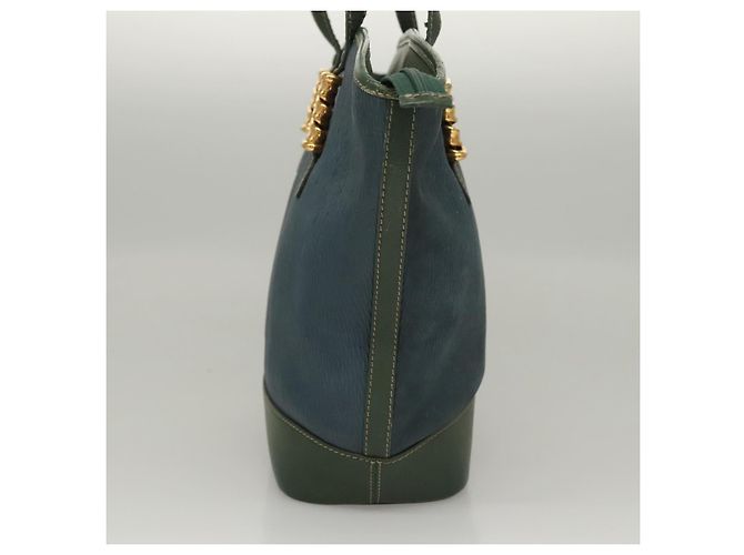 LOEWE Velazquez Borsa a Spalla Pelle Blu Oro Auth MY227 D'oro - vista 3