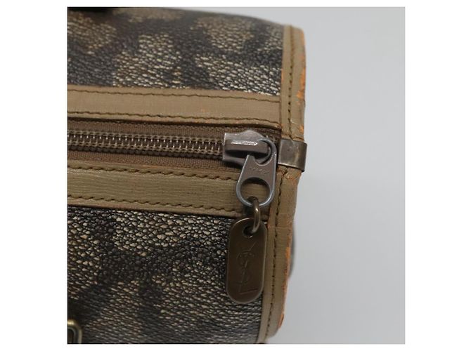 Borsa a mano SAINT LAURENT in pelle embossata grigia Auth sw230 Marrone - vista 10
