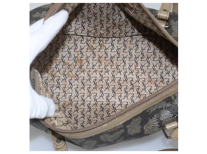 Borsa a mano SAINT LAURENT in pelle embossata grigia Auth sw230 Marrone - vista 11