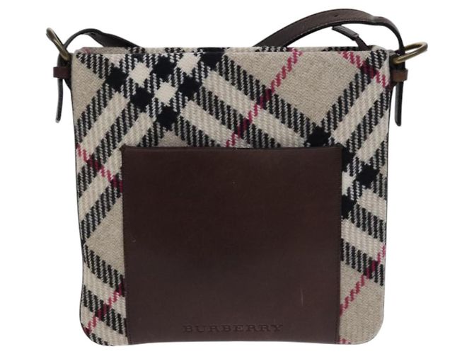 Borsa a spalla Burberry Nova Check in lana beige Auth EC948 - vista 13