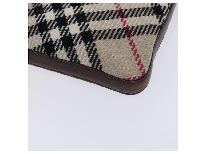 Borsa a spalla Burberry Nova Check in lana beige Auth EC948 - vista 15