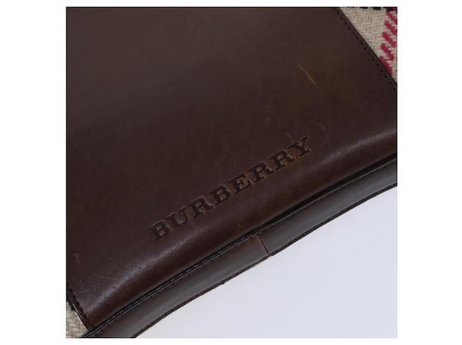 Borsa a spalla Burberry Nova Check in lana beige Auth EC948 - vista 17