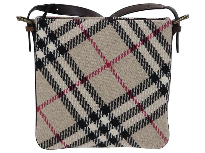 Borsa a spalla Burberry Nova Check in lana beige Auth EC948 - vista 2