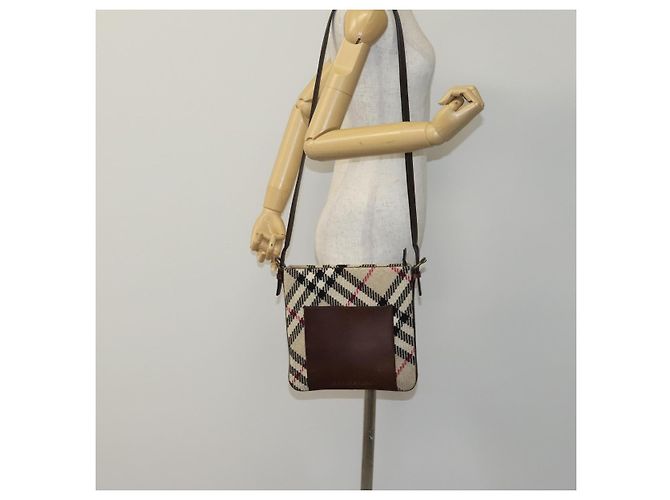 Borsa a spalla Burberry Nova Check in lana beige Auth EC948 - vista 21
