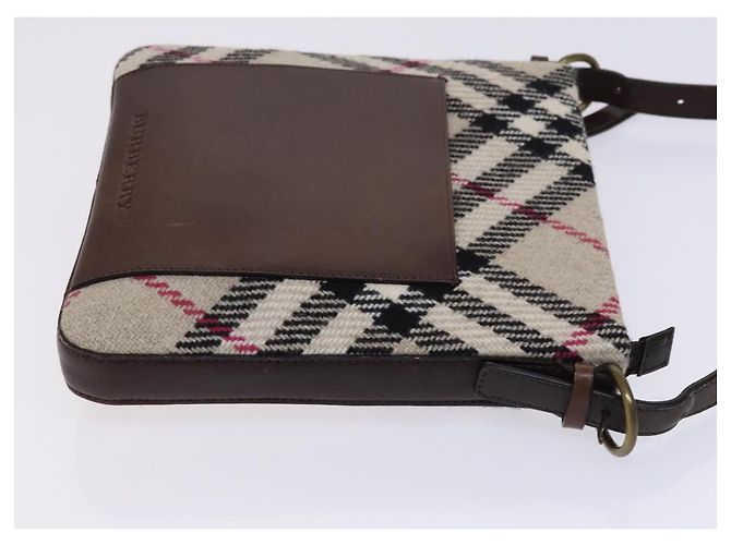 Borsa a spalla Burberry Nova Check in lana beige Auth EC948 - vista 3