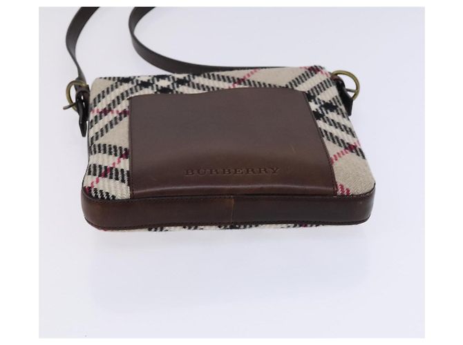 Borsa a spalla Burberry Nova Check in lana beige Auth EC948 - vista 5