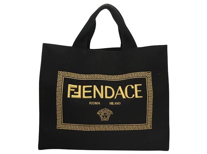 FENDI VERSACE Collaboration Fenderche Tote Bag aus Canvas 2way Schwarz Auth bs23664 - Ansicht 13