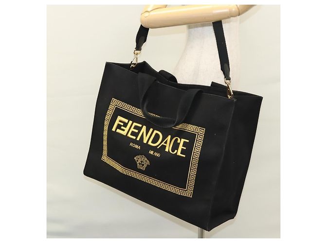 FENDI VERSACE Collaboration Fenderche Tote Bag aus Canvas 2way Schwarz Auth bs23664 - Ansicht 24