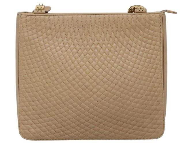 BALLY Bolso de Hombro Acolchado de Cuero Beige Dorado Auth BA814 - vista 13