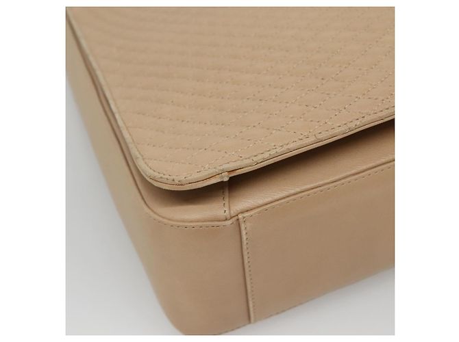 BALLY Bolso de Hombro Acolchado de Cuero Beige Dorado Auth BA814 - vista 14