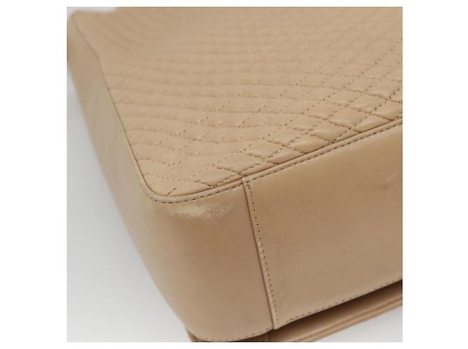 BALLY Bolso de Hombro Acolchado de Cuero Beige Dorado Auth BA814 - vista 16