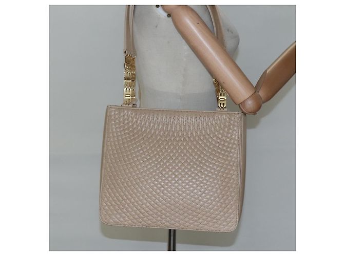 BALLY Bolso de Hombro Acolchado de Cuero Beige Dorado Auth BA814 - vista 21
