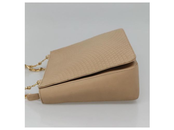 BALLY Bolso de Hombro Acolchado de Cuero Beige Dorado Auth BA814 - vista 3