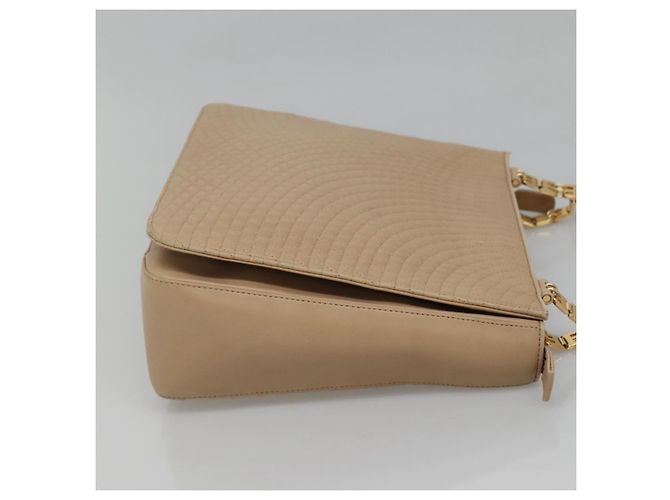 BALLY Bolso de Hombro Acolchado de Cuero Beige Dorado Auth BA814 - vista 4