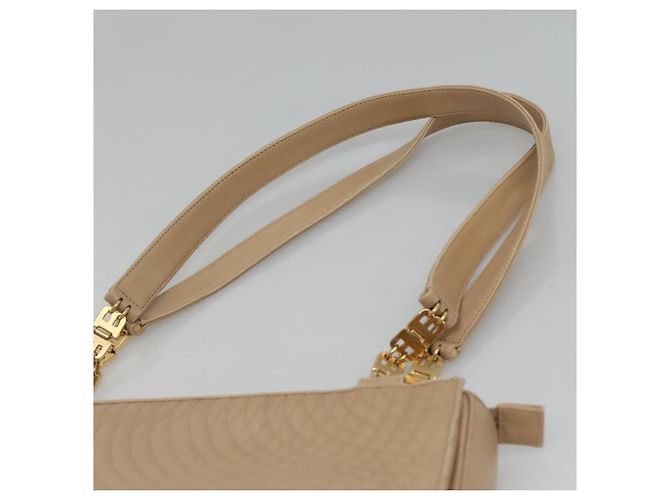 BALLY Bolso de Hombro Acolchado de Cuero Beige Dorado Auth BA814 - vista 8
