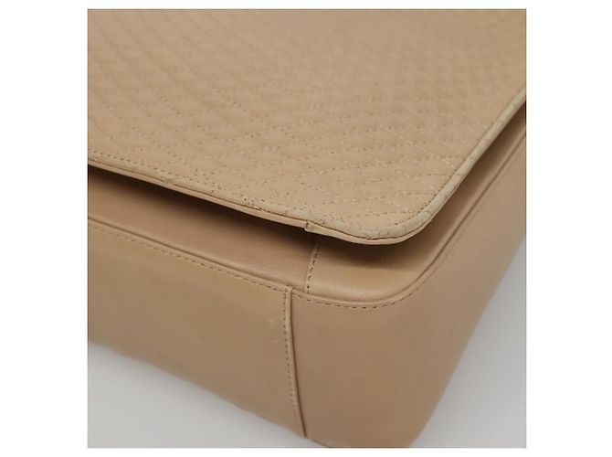 BALLY Bolso de Hombro Acolchado de Cuero Beige Dorado Auth BA814 - vista 9