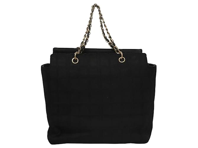 CHANEL Chain Hand Bag Cotton Black Gold CC Auth bs23972 Golden - view 2