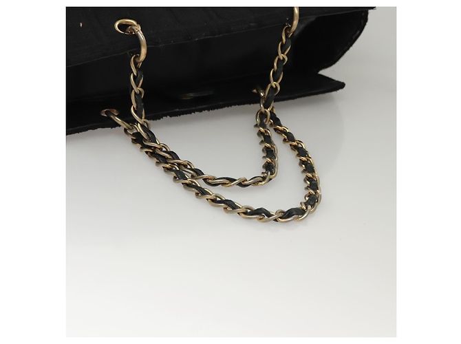 CHANEL Chain Hand Bag Cotton Black Gold CC Auth bs23972 Golden - view 7
