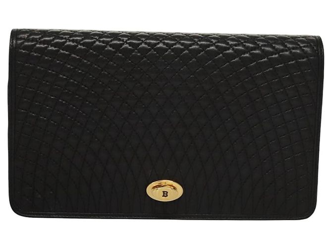Bolsa de ombro BALLY em couro preto e dourado Auth EC1031 - vista 13