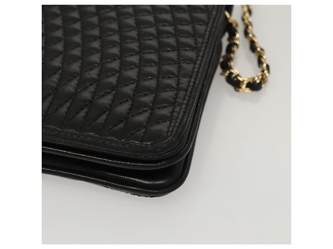 Bolsa de ombro BALLY em couro preto e dourado Auth EC1031 - vista 14