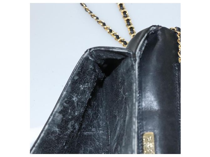 Bolsa de ombro BALLY em couro preto e dourado Auth EC1031 - vista 18